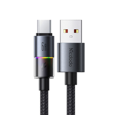 Data Cable (CA-8180) 7 színes világítással, USB-A-ról USB-C-re, 6A, 1.2m - Fekete Mcdodo