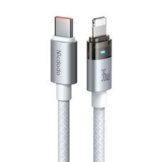 USB-C to Lightning Fehér Mcdodo Data Cable (CA-6942) - Töltésjelzős, Átlátszó Kábel, 36W, 1.2m