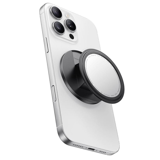 Mcdodo - 2 az 1-ben összecsukható mágneses telefonállvány sminktükörrel, bőr - Fekete (MR-7912)