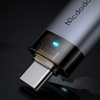 Mcdodo OTG Adapter (OT-7400) USB3.0 to Type-C, Aluminium Alloy, Töltés és Adatszinkronizálás, 5 Gbps, Kék Fény, Nyakpánt - Fekete - 4. kép
