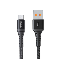 USB-ről Micro-USB-re Mcdodo Data Cable (CA-2281), Nylon Fonott, Alumínium Ötvözet, QC4.0/3.0, 1m - Fekete