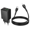Hoco N71 telefontöltő USB-A + USB-C QC3.0 PD AFC 3A 30W + kábel USB-C - USB-C N71 fekete - 1. kép