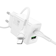 Hoco USB A + USB C QC3.0 PD AFC 3A 30W töltő + USB C - USB C kábel N71 fehér