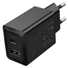 Hoco USB A + USB C QC3.0 PD AFC 3A 30W N71 fekete hálózati töltő - 1. kép