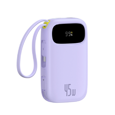Baseus EnerFill FC31 20000mAh 45W Power Bank kijelzővel, USB-C és Lightning kábelekkel - Lila