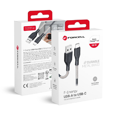 Forcell F-Energy QC4.0 5A 60W Type-C USB kábel 1 m szénfekete