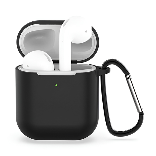 AirPods 1 / AirPods 2 Fekete Techsuit Szilikon Tok, Sima Ultravékony Anyagból tok