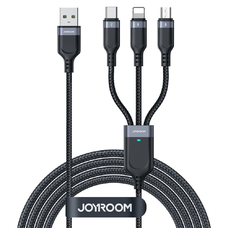 Joyroom S-A18 3in1 3.5A USB-A - Lightning+USB-C+MicroUSB kábel 1.2m - fekete