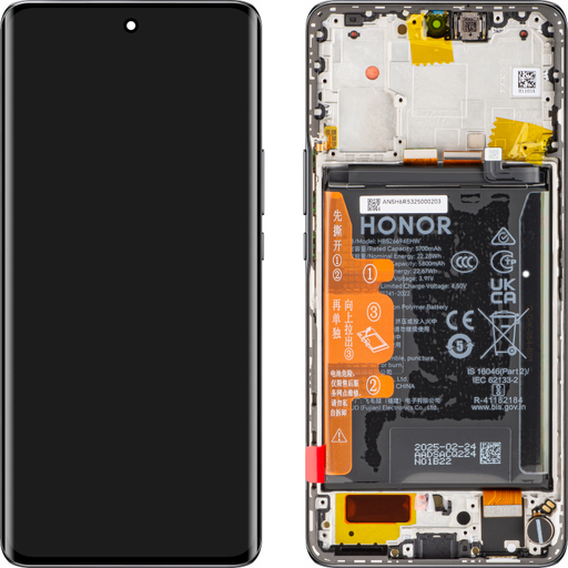 LCD kijelző modul Honor X50-hez, akkumulátorral, fekete