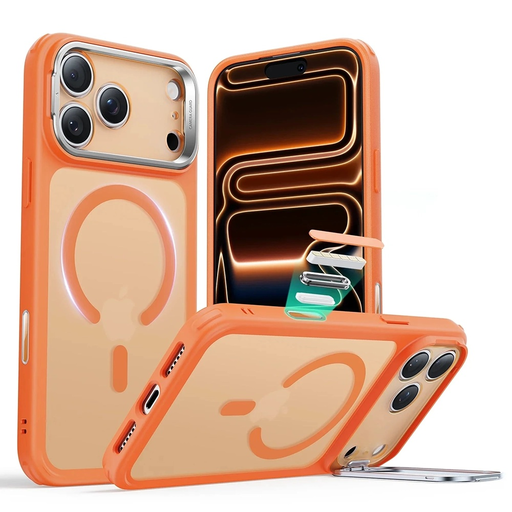 iPhone 17 Pro Frosted Orange ESR Classic Hybrid HaloLock Kickstand tok
