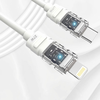 Type-C to Lightning Lito Data Cable Mechanical (LD05) - Gyors töltés 27W, Átlátszó fej, LED - Fehér - 1. kép