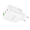 Borofone Wall charger BN32 Cargador GaN - USB + 2xType C - QC 3.0 PD 65W fehér - 0. kép