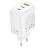 Borofone Wall charger BN32 Cargador GaN - USB + 2xType C - QC 3.0 PD 65W fehér - 4. kép