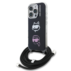 Karl Lagerfeld IML Crossbody K&CH Heads Case for iPhone 16 Pro Black