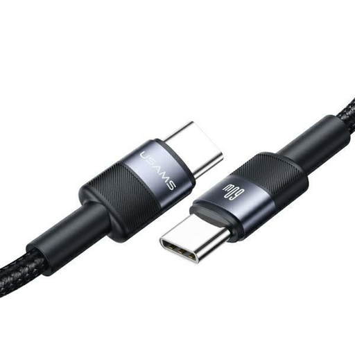USAMS Kábel USB-C to USB-C 60W 1.2m Gyors Töltés acél/árnyalat SJ724USBSG01 (US-SJ724)