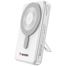 Powerbank Verbatim Charge 'n' Go 10000mAh állványos mágneses vezeték nélküli TFT kijelző 2xUSB-C kábellel ezüst