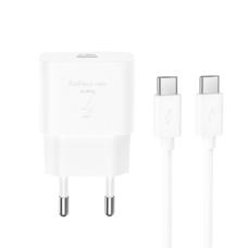 XO DESIGN L167 fali töltő, 25W, 3A, 1 x USB-C, USB-C kábellel, Fehér