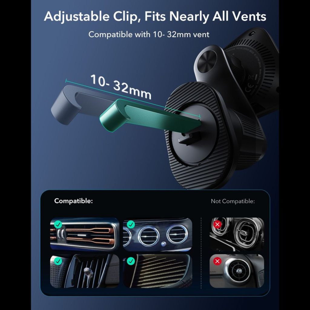 Fekete Esr Omnilock Cryoboost Mágneses Magsafe Autós Ventilátor Telefontartó Vezeték Nélküli Töltő Qi2.2 25W - 7