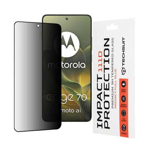 Motorola Edge 70 Fekete Techsuit - 111D Privacy Full Glue üvegfólia