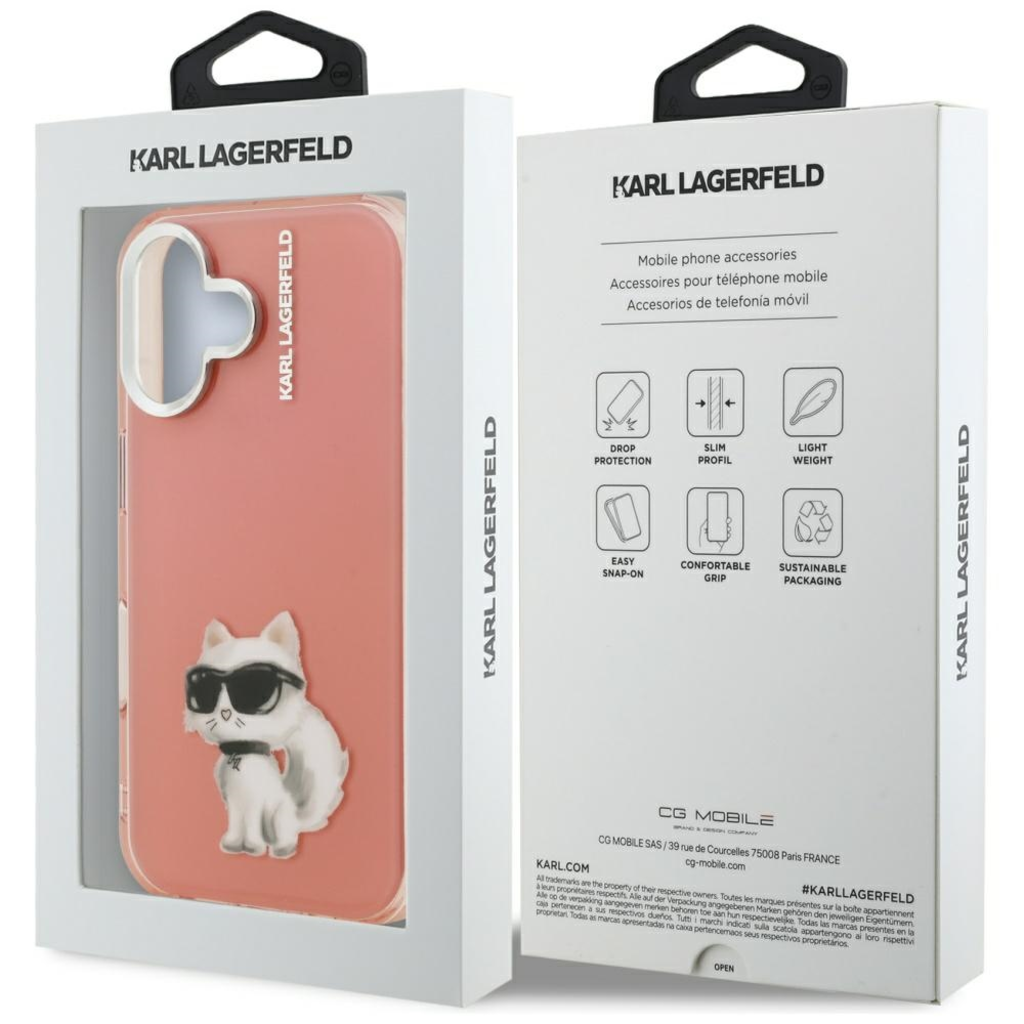 iPhone 16 Karl Lagerfeld IML Aquarelle Choupette & Logo tok rózsaszín - 8
