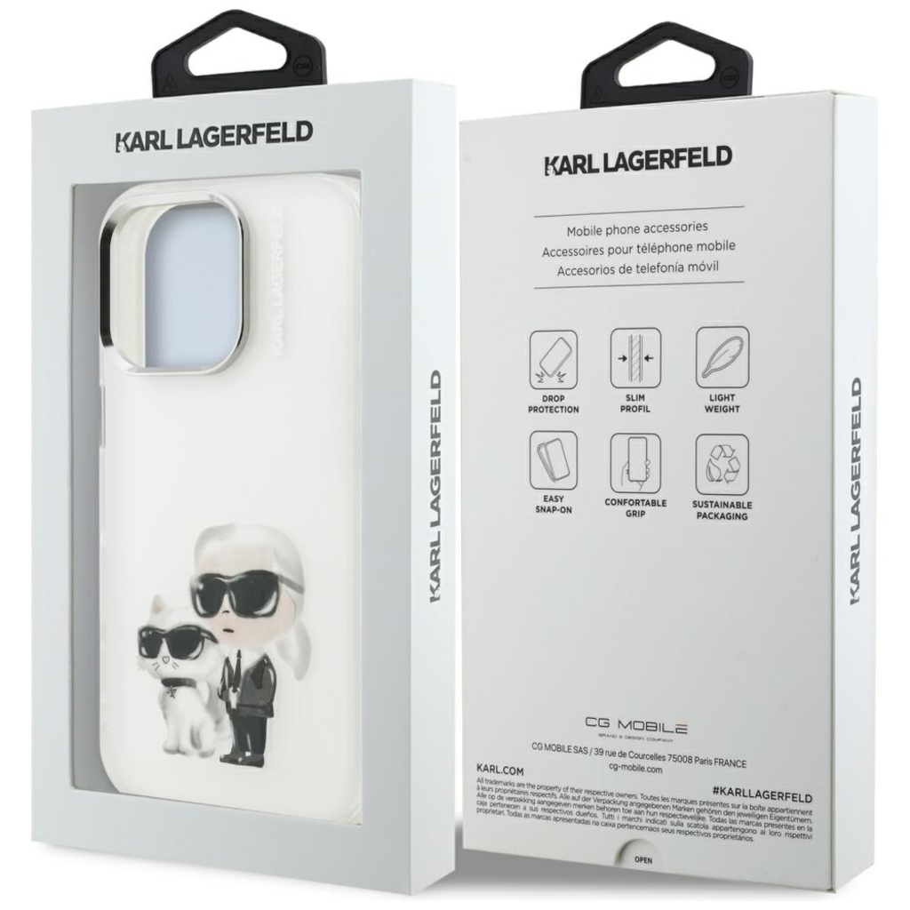 iPhone 16 Pro Karl Lagerfeld IML Aquarelle Karl & Choupette & Logo fehér tok - 8