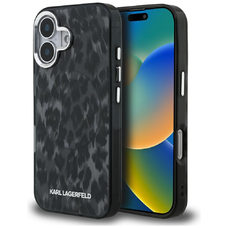 iPhone 16 Karl Lagerfeld IML Leopárdmintás MagSafe tok fekete