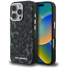iPhone 16 Pro Max Karl Lagerfeld IML Leopárd Minta MagSafe tok fekete