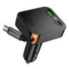 Autós töltő Hoco NZ18, 65W, 3A, 1 x USB-A - 1 x USB-C, USB-C kábellel, Fekete - 0. kép