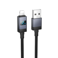 USB-A - Lightning kábel Hoco X118 Display, 12W, 2.4A, 1m, fekete