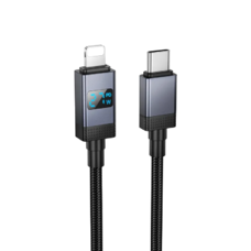 USB-C Lightning kábel Hoco X118 Kijelző, 27W, 1m, Fekete