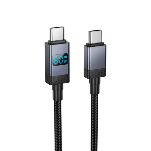 USB-C to USB-C Kábel Hoco X118 Kijelző, 60W, 1m, Fekete