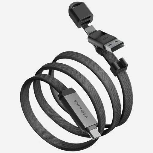 USB-C kábel Energea Sheath Travel 2-in-1 USB-C-USB-C/USB-A 480Mbps 60W 1.2m pisztolyszürke