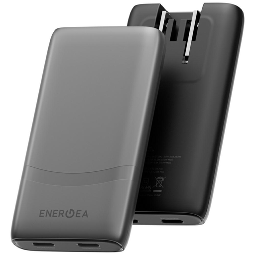 Energea TravelWorld Edge 65W 2xUSB-C PD/PPS/QC3.0 Hálózati USB-C töltő adapter (US/UK/EU) grafit