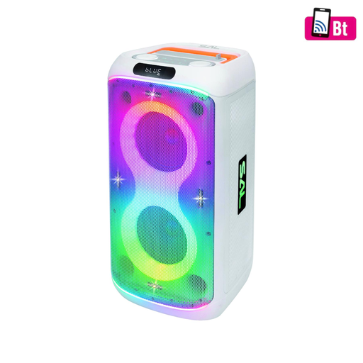 SAL PAR216WH party hangfal, 60 W, 2-utas bassz-reflex, 3 hangszóró, Bluetooth, MP3, digitális kijelző, LED fényeffekt, mikrofonnal