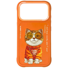 iPhone 17 Pro Nimmy Glasses Cool Cat narancssárga tok