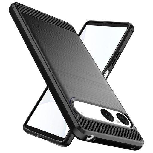 Sony Xperia 10 VII Fekete Techsuit - Carbon Silicone tok