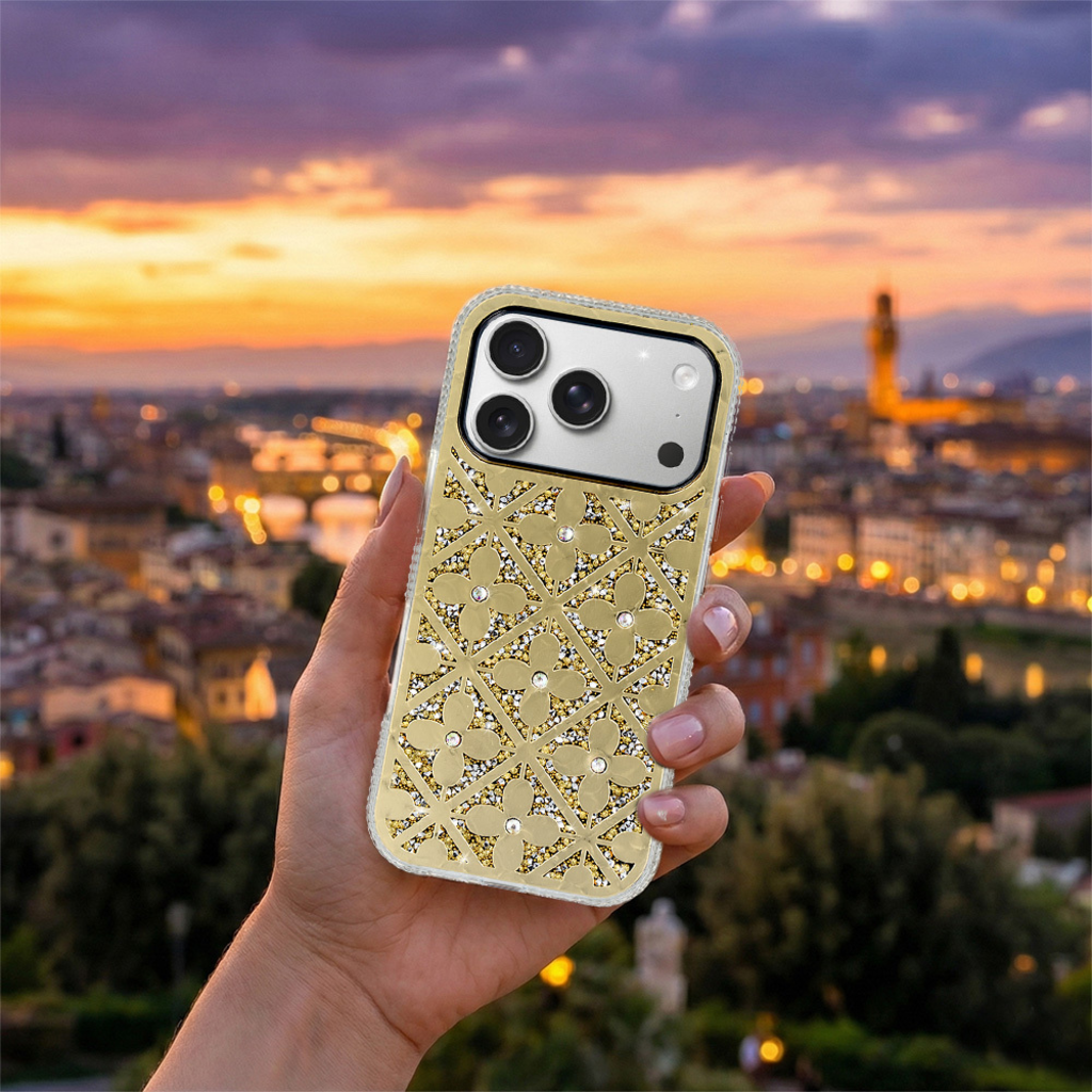 Virágos tok iPhone 16 Pro arany tok - 7