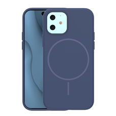 iPhone 12 / 12 Pro Silicone Thin Mag tok sötétkék