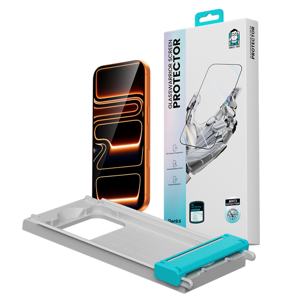 Benks edzett üveg üvegfólia Glass Warrior 2.0 AR-EZFita iPhone 17/16 Pro üvegfólia - 14