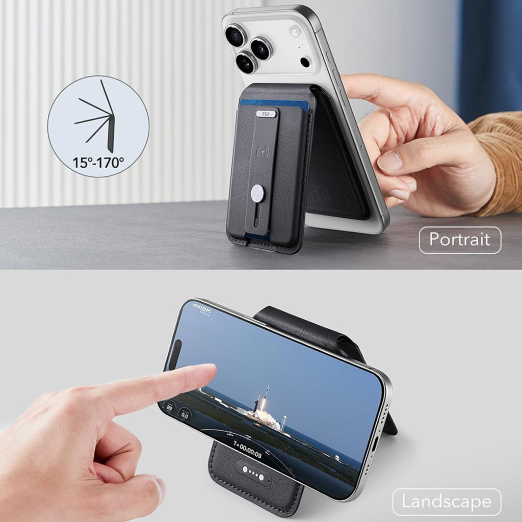 Geo HaloLock Wallet Stand (2K6090163) - MagSafe, Vegán bőr, Minden egyben zseb, 1-5 kártyát tart - Éjfekete ESR - 16