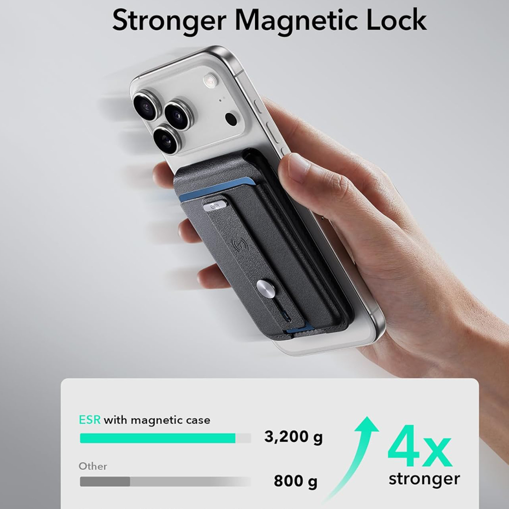 Geo HaloLock Wallet Stand (2K6090163) - MagSafe, Vegán bőr, Minden egyben zseb, 1-5 kártyát tart - Éjfekete ESR - 7