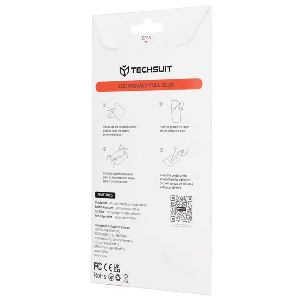 Honor Magic8 Lite Techsuit - 111D Privacy Full Glue - Black üvegfólia - 2