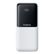 Baseus Lipow 20000mAh 22,5W Powerbank két beépített kábellel és egy Baseus Simple USB-A - USB-C 3A 20cm kábellel - fehér