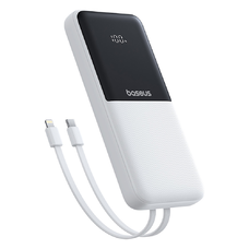 Baseus Lipow 10000mAh 22,5W Powerbank két beépített kábellel (Baseus Simple USB-A - USB-C 3A 20cm kábellel) - fehér