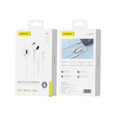 FONENG vezetékes fülhallgatók T66 Lightning mikrofonnal 1.2M Fehér