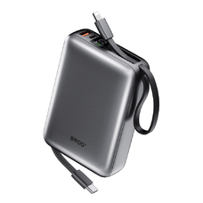 BWOO P73 power bank 22.5W 20000 mAh 2 beépített kábel 1 x USB-C 1 x Lightning fekete