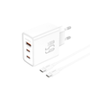 FONENG falitöltő Gan50-EU GaN PD 65W 2xUSB-C + 1xUSB QC3.0 + USB-C - USB-C kábel Fehér - 0. kép