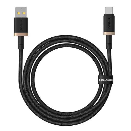 Data Cable Dura Series USB to Type-C, Gyors töltés, 60W, 480Mbps, Naylon, 1m - Arany / Fekete Baseus