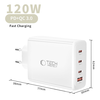 Tech-Protect NC120W-GAN 4-port hálózati töltő adapter PD 120W / QC3.0 fehér - 3. kép