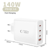 Tech-protect Nc140w-gan 4-port Hálózati Töltő Adapter Pd 140w / Qc3.0 Fehér - 3. kép